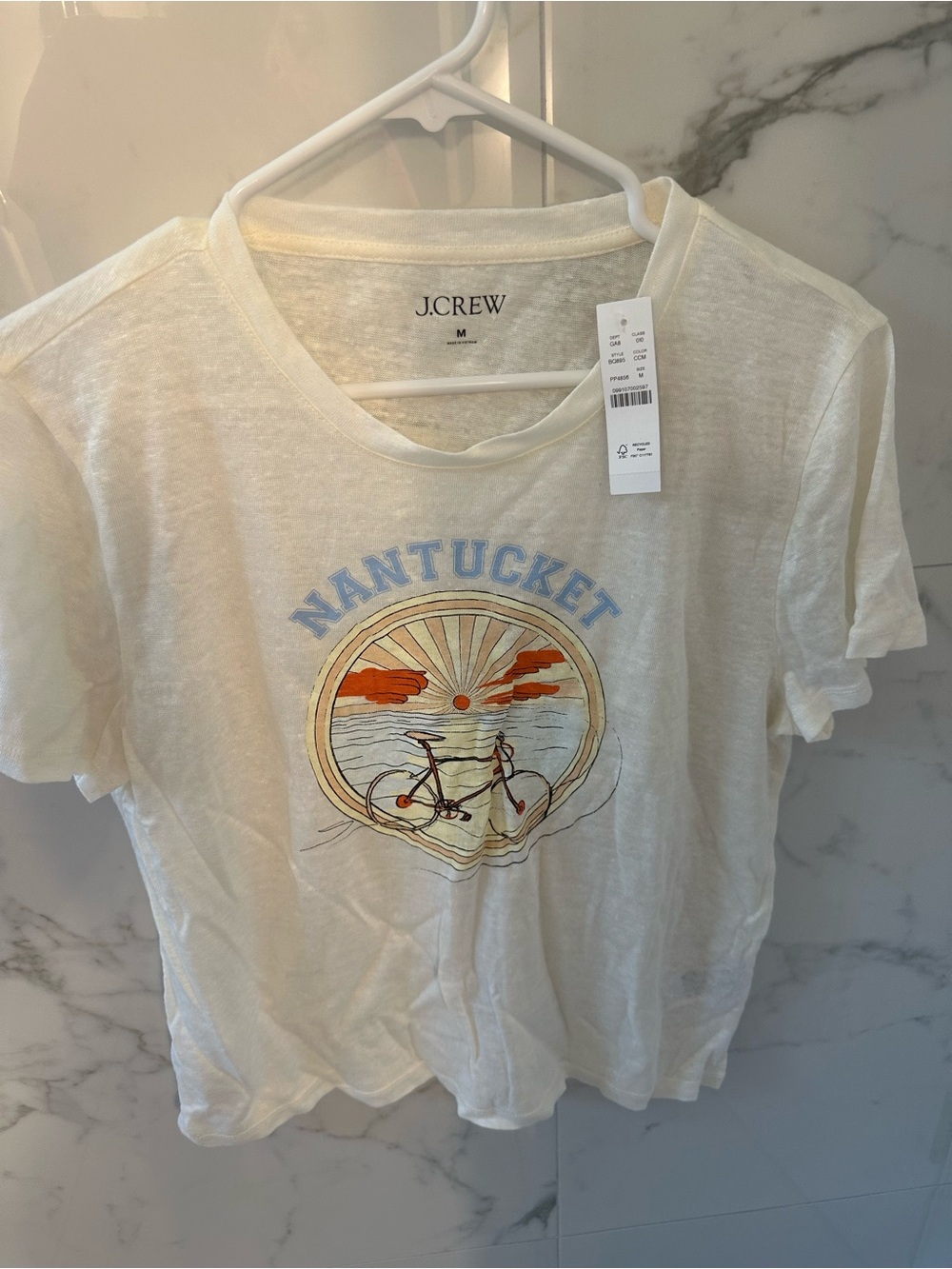 J. Crew White Nantucket Graphic Short Sleeve Tee